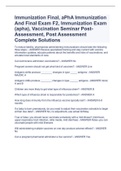Immunization Final, aPhA Immunization And Final Exam F2, Immunization Exam (apha), Vaccination Seminar Post-Assessment, Post Assessment Complete Solutions