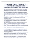 UNIT 9 PROGRESS CHECK- MCQ WRITTEN EXAM GUIDE WITH COMPLETE QUESTIONS AND ANSWERS