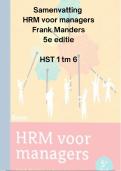 Samenvatting HRM voor Managers Manders Biemans, HST 1 tm 6, snel lezen versie