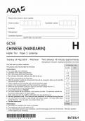 AQA GCSE CHINESE (MANDARIN) PAPER 1 QUESTION PAPER 2024 (8673/LH: Higher Tier Listening)