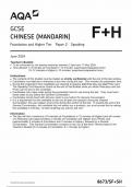 AQA GCSE CHINESE (MANDARIN) PAPER 2 QUESTION PAPER 2024 ( 8673/SF+SH:  Foundation and Higher Tier Speaking)