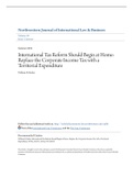 International Tax Reform Should Begin at Home: Replace the Corporate Income Tax with a Territorial Expenditure