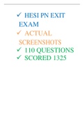 	HESI PN EXIT EXAM 	ACTUAL SCREENSHOTS 	110 QUESTIONS 	SCORED 1325