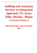 Auditing and Assurance Services An Integrated Approach, 17e Arens, Elder, Beasley,  Hogan (Test Bank)