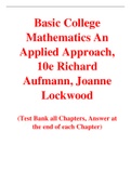Basic College Mathematics An Applied Approach, 10e Richard Aufmann, Joanne Lockwood (Test Bank)