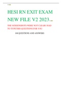 HESI RN EXIT EXAM NEW FILE V2 2023 THE SCREENSHOTS WERE NOT CLEAR I HAD  TO TYPETHIS QUESTIONS FOR YOU 160 QUESTIONS AND ANSWERS