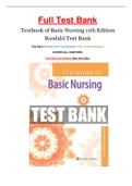 Full Test Bank Textbook of Basic Nursing 11th Edition Rosdahl Test Bank