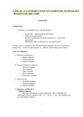 COM 101 0+1 INTRODUCTION TO COMPUTER TECHNOLOGY Revised Exam study Guide.