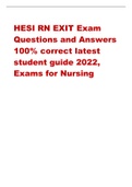 HESI RN EXIT Exam  Questions and Answers  100% correct latest  student guide 2023,  Exams for Nursing