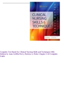 Complete Test Bank For Clinical Nursing Skills and Techniques 10th Edition by Anne Griffin Perry, Patricia A. Potter Chapter 1-43