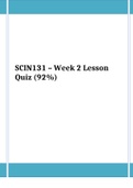 SCIN131 – Week 2 Lesson Quiz (92%)