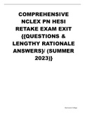 COMPREHENSIVE NCLEX PN HESI RETAKE EXAM EXIT {{QUESTIONS & LENGTHY RATIONALE ANSWERS}/ (SUMMER 2023)}