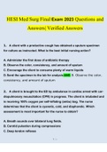 HESI Med Surg Final Exam 2023 Questions and Answers| Verified Answers