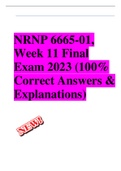 NRNP 6665-01, Week 11 Final Exam 2023 (100% Correct Answers & Explanations)