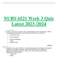 NURS 6521 Week 3 Quiz Complete Answers 100% Correct (Latest 2023) TEST BANK