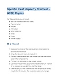GCSE Physics/Combined Science - Specific Heat Capacity Practical Summary Sheet (Achieved 8/8)