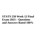 STATS 250 Week 12 Final Exam 2023 – Questions and Answers Rated A+