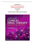 Test Bank For Abrams’ Clinical Drug Therapy  Rationales for Nursing Practice  12th Edition By Geralyn Frandsen, Sandra Smith Pennington |All Chapters, Complete Q & A, Latest|