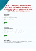 WGU C839 Objective Assessment Study  (New 2024/ 2025 Update)  Introduction to   Cryptography| Review with Qs & As| Grade  A| 100% Correct (Verified Answers)