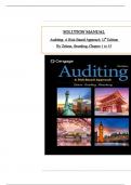 Solution Manual For Auditing: A Risk Based-Approach 12th Edition by Zehms & Rittenberg, ISBN: 9780357721872, All 15 Chapters Covered, Verified Latest Edition