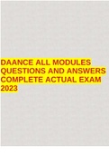 DAANCE ALL MODULES QUESTIONS AND ANSWERS COMPLETE ACTUAL EXAM 2023