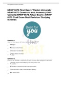NRNP 6675 Final Exam/ Walden University  NRNP 6675 Questions and Answers (100%  Correct) (NRNP 6675 Actual Exam) (NRNP  6675 Final Exam Best Revision/ Studying Material)