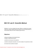 BIO 101 Lab 01 Scientific Method (GENERAL BIOLOGY I ) 2023 Review