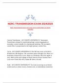 NERC-TRANSMISSION EXAM 20242025 WITH GUARANTEED ACCURATE ANSWERS