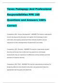 Texes Pedagogy And Professional Responsibilities PPR 160 Questions and Answers 100% Correct