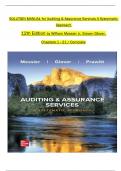 Solution Manual For Auditing & Assurance Services: A Systematic Approach, 12th Edition By William Messier Jr, Steven Glover,  All 1-21 Chapters Covered ,Latest Edition ISBN 9781264100675