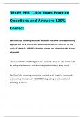 TExES PPR (160) Exam Practice Questions and Answers 100% Correct