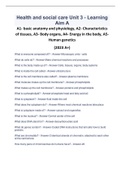 Health and social care Unit 3 - Learning  Aim A A1- basic anatomy and physiology, A2- Characteristics  of tissues, A3- Body organs, A4- Energy in the body, A5- Human genetics (2023 A+)