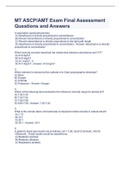 MT ASCP/AMT Exam Final Assessment Questions and Answers