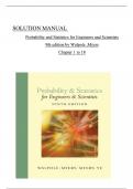 SOLUTION MANUAL Probability and Statistics for Engineers and Scientists 9th edition by Walpole ,Myers All Chapters 1 to 18 complete Verified editon