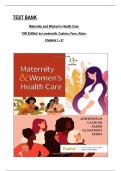 TEST BANK - Maternity and Women's Health Care 13th Edition by Lowdermilk & Perry, All Chapters 1 to 37 complete Verified editon ISBN:9780323810180