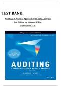 TEST BANK - Auditing: A Practical Approach with Data Analytics 2nd Edition by Johnson & Wiley, All Chapters 1 to  16 complete Verified editon ISBN:9781119786085