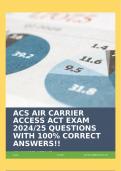 ACS AIR CARRIER ACCESS ACT EXAM 2024/25 QUESTIONS WITH 100% CORRECT ANSWERS!!