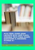 ACIS FINAL EXAM (JEAN LACOSTE ACIS 1504 CLASS, VIRGINIA TECH FINAL EXAM) QUESTIONS & ANSWERS SCORED A+