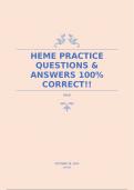 HEME PRACTICE QUESTIONS & ANSWERS 100% CORRECT!!