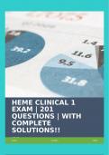 HEME CLINICAL 1 EXAM | 201 QUESTIONS | WITH COMPLETE SOLUTIONS!!