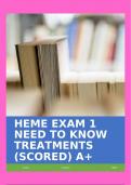 HEME EXAM 1 NEED TO KNOW TREATMENTS (SCORED) A+