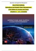 TEST BANK - Jacobs and Chase, Operations and Supply Chain Management 16th Edition, Chapters 1 - 22, Complete Newest Version