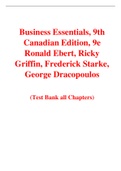 Test Bank For Business Essentials 9th Canadian Edition By Ronald Ebert, Ricky  Griffin, Frederick Starke, George Dracopoulos (All Chapters, 100% Original Verified, A+ Grade)