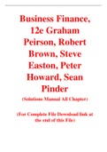 Business Finance, 12e Graham Peirson, Robert Brown, Steve Easton, Peter Howard, Sean Pinder (Solution Manual)