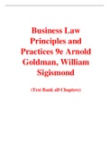Business Law Principles and Practices 9e Arnold Goldman William Sigismond (Solution Manual with Test Bank)	