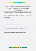 Real Estate Principles Final Exam  Colibri Questions and Answers (100% Pass