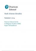 Pearson Edexcel GCSE In Religious Studies (1RB0) Paper 3D Buddhism mark scheme june 2024 1rbo/3d