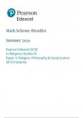 Pearson Edexcel GCSE In Religious Studies B Paper 3: Religion, Philosophy & Social Justice 3B Christianity mark scheme 2024 june 1rbo/3b