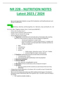 NR 228 (Latest 2023 / 2024) NUTRITION NOTES Graded A+ Solved 100% Correct