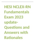 HESI NCLEX-RN Fundamentals Exam 2023 update- Questions and Answers with Rationales